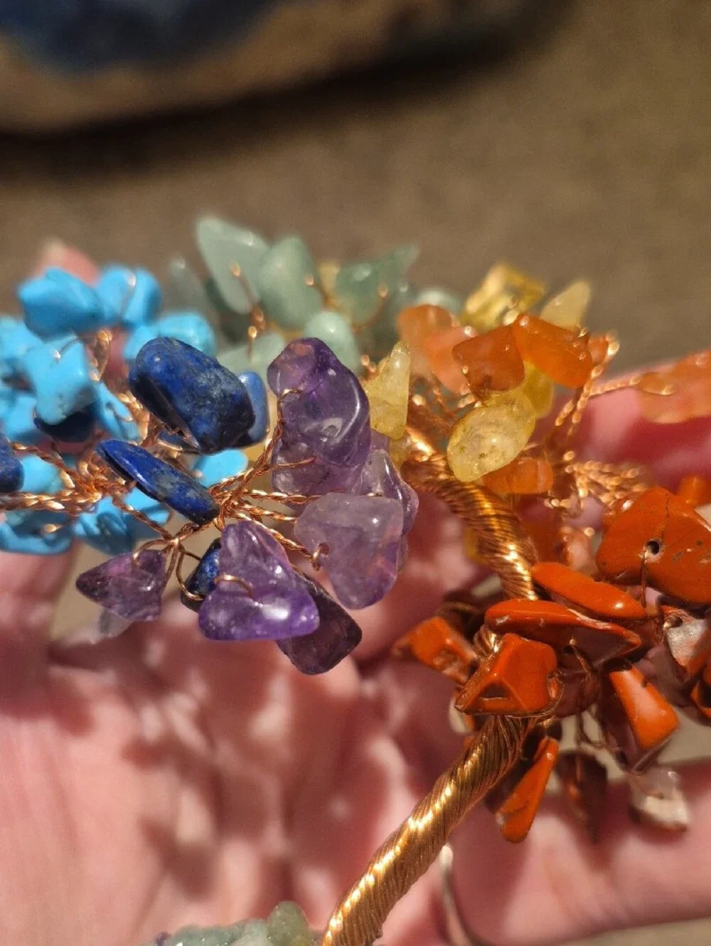 Handmade Rainbow Chakra Tree Amethyst Lapis Lazuli Citrine Jasper Aventurine